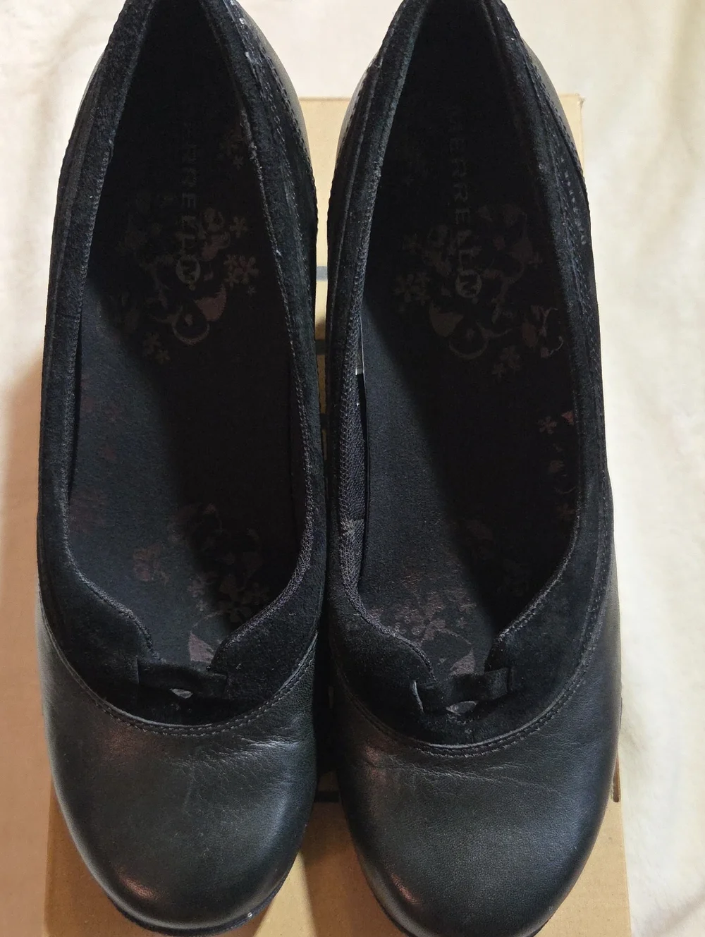 Merrell Lotus black leather suede slip on wedge Sz 8.5